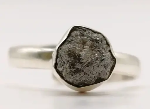 Bague Diamant Noir Brut en Argent 925