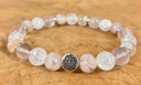 Bracelet Agate Fleur de Cerisier - Cristal de Roche crack - Quartz Rose