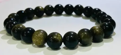 Bracelet Obsidienne dorée 8mm