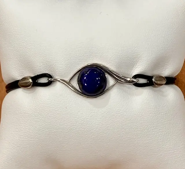 Bracelet cuir en Lapis Lazuli