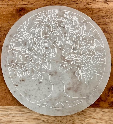 Plaque de Sélénite rechargement Arbre de vie