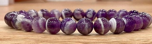 Bracelet Améthyste Rubanée 8mm (Taille grand poignet)